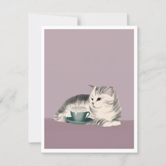 Postcard - Cat with Coffee Briefkaart