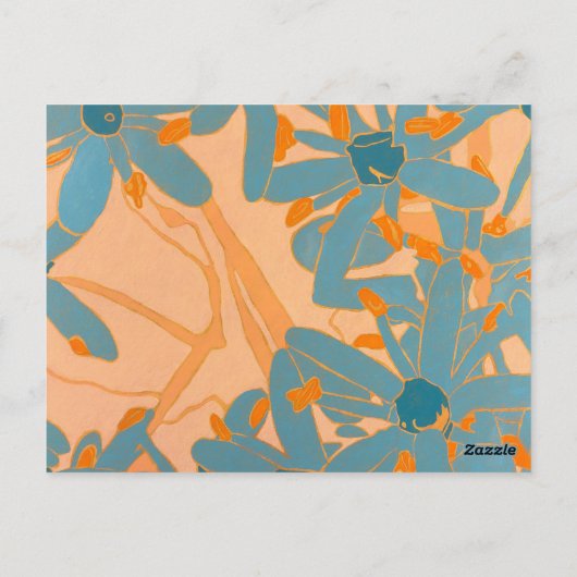 Postcard Contemporary Leaf Design in Peach Briefkaart (Achterkant)