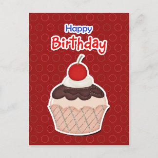 Postcard - Cupcake - Happy Birthday Uitnodiging Briefkaart