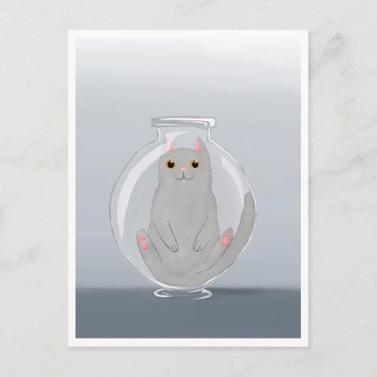 Postcard - Cute Cat in Glass Briefkaart (Voorkant)