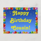 Postcard Happy Birthday Cousin Briefkaart (Voorkant)
