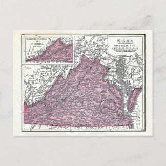 Postcard: Map of Virginia, 1921 Briefkaart