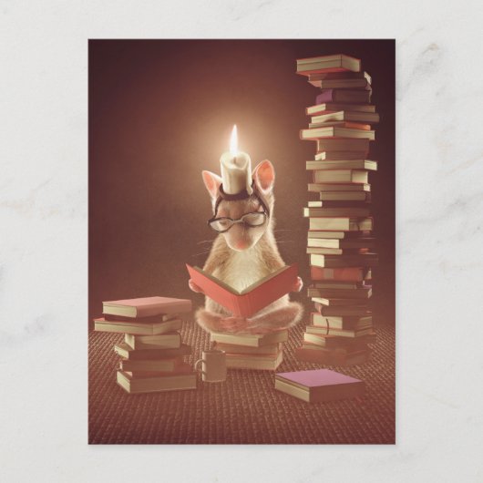 Postcard: "Mouse reading a book" Briefkaart (Voorkant)