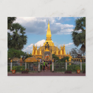 Postcard Pha Than Luang stupa Vientiane Laos Briefkaart
