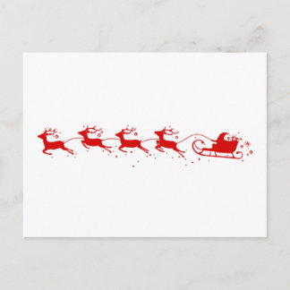 Postcard Reindeers and Santa Claus Feestdagenkaart