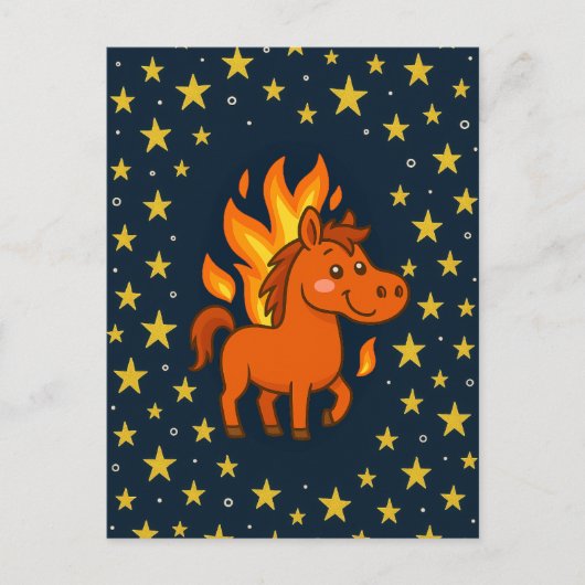 Postcard with a red horses briefkaart (Voorkant)