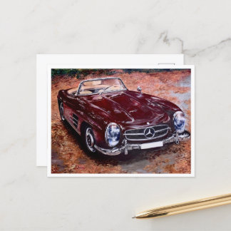 Postcard with Retro Vintage Black Car Painting Briefkaart