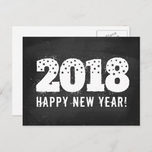 Postcard with text of 2018 on chalkboard. New year Feestdagenkaart (Voorkant / Achterkant)