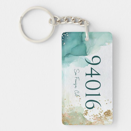 Postcode en Stad Nieuwe Home Gift Sleutelhanger (Voorkant)