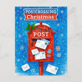 Postcrossing Christmas Watercolor Mailbox Postcard Feestdagenkaart