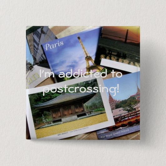 Postcrossing fan badge vierkante button 5,1 cm (Voorkant)