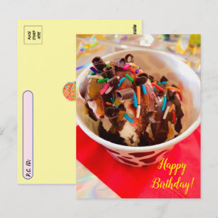 Postcrossing ijs-sundae verjaardagsansichtkaart briefkaart