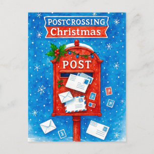 Postcrossing Kerst Watercolor Brievenbus Postkaart Feestdagenkaart