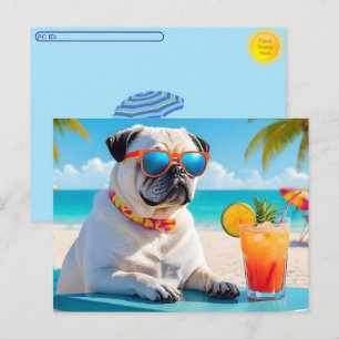 Postcrossing Pug in Paradise Briefkaart