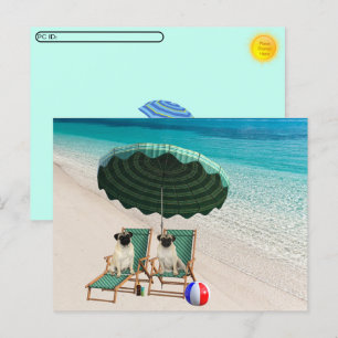 Postcrossing - Pugs bij het Beach Briefkaart