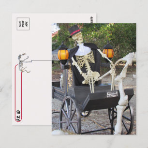 Postcrossing - Skeleton Horse Carraige Briefkaart