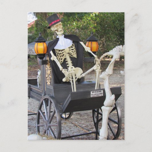Postcrossing - Skeleton Horse Carraige Briefkaart (Voorkant)