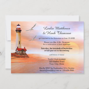 Poste du phare de plage ou après Faire-part de mar