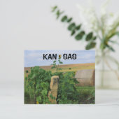 Poste en pierre du Kansas avec carte postale Sunfl (Debout devant)