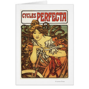 Poste publicitaire féminine à vélo Perfecta