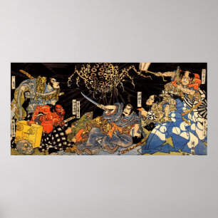 Poster お 化 け 蛛, 国, 芳, Monster Spider, Kuniyoshi, Ukiyo-e