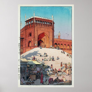 Poster ジ ャ マ ー   ・ マ, Jama Masjid, Delhi, Hiroshi Yoshida