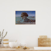 Poster フ, Hiroshi Yoshida, ク'夜, Sphinx (Nuit), Woodcut (Cuisine)