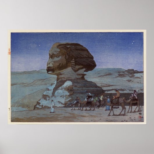 Poster フ, Hiroshi Yoshida, ク'夜, Sphinx (Nuit), Woodcut (Devant)