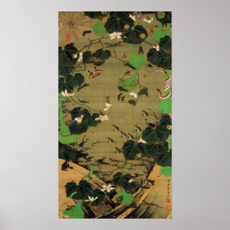 Poster 動 植 綵 絵(23)池 群 , de 辺