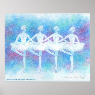 POSTER 四羽の白鳥の踊りアートプリント