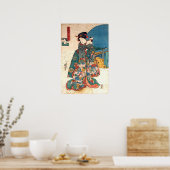 Poster 少 女 と 猫, 国 fille avec chat, Kuniyoshi, Ukiyo-e (Cuisine)