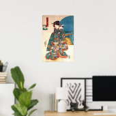 Poster 少 女 と 猫, 国 fille avec chat, Kuniyoshi, Ukiyo-e (Bureau à domicile)