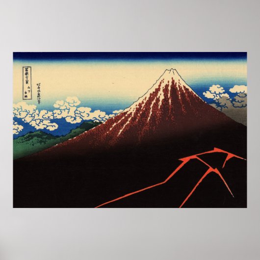 Poster 山 下 白 雨, 北 Tonnerre et Mont Fuji, Hokusai, Ukiyo-e (Devant)