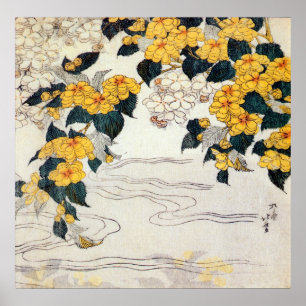 Poster 山 吹, 北 Fleur Jaune, Hokusai, Ukiyo-e
