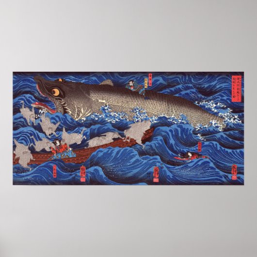 Poster 怪 物 鮫, 芳 requin-taupe, Kuniyoshi, Ukiyo-e 国 (Devant)