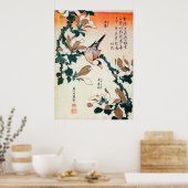 Poster 文 鳥 北 と separrow et Kobushi, Hokusai 斎 (Cuisine)