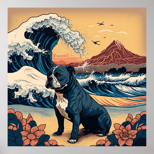 POSTER 日本の伝統的なヴィンテージデザインを使用したアート作品 フレンチブルドッグ犬 (Devant)