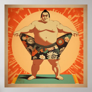 POSTER 日本の伝統的なヴィンテージデザインを使用したアート作品 相撲力士
