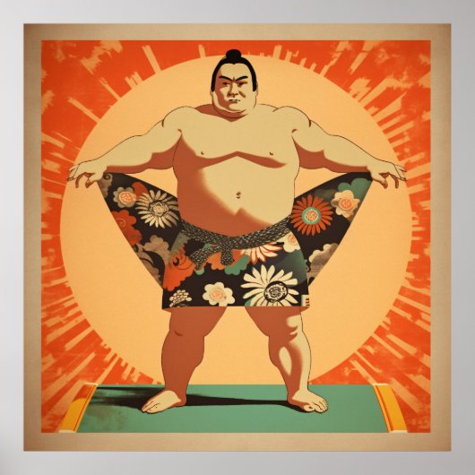POSTER 日本の伝統的なヴィンテージデザインを使用したアート作品 相撲力士 (Devant)