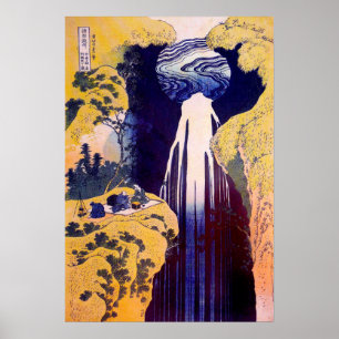 Poster 木 曽 路 滝, Cascade de Kiso-road, Hokusai, Ukiyo-e