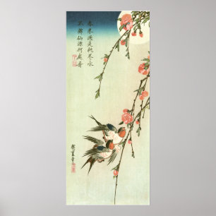 Poster 桃 の 花 に 燕, 広 重 Pêche Fleur et hirondelle, Hiroshig