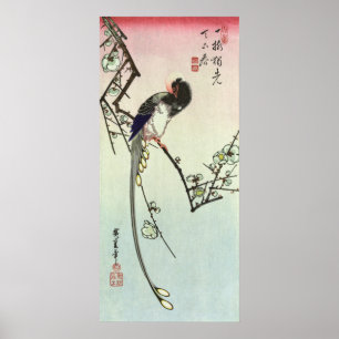 Poster 梅 に 尾 鳥, 広 重 Plum Tree and Bird, Hiroshige, Ukiyo-