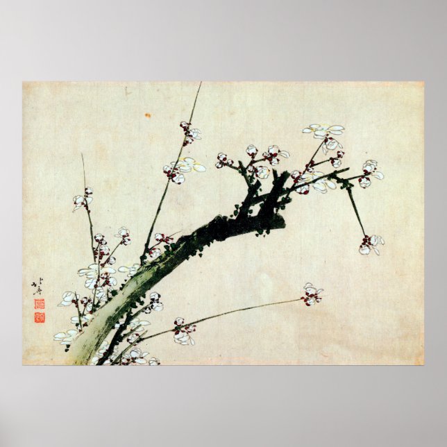 Poster 梅 花, 北 Fleurs 斎 de prunes, Hokusai, Ukiyo-e (Devant)
