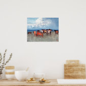 Poster 沼 崎 場, Chevaux, Hiroshi Yoshida, Bois (Cuisine)