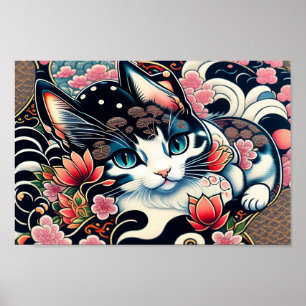 Poster 【浮世絵lofiアートパンクシティ】葛飾猫斎 cat（ねこ名）椿楓