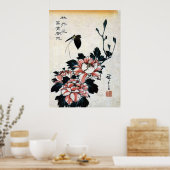 Poster 牡 丹 に 蝶, 広 Peonies et Papillon, Hiroshige, Ukiyo-e (Cuisine)
