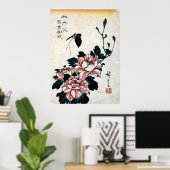 Poster 牡 丹 に 蝶, 広 Peonies et Papillon, Hiroshige, Ukiyo-e (Bureau à domicile)