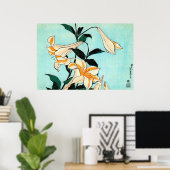 Poster 百 合, 北 斎 Lily, Hokusai, Ukiyo-e (Bureau à domicile)