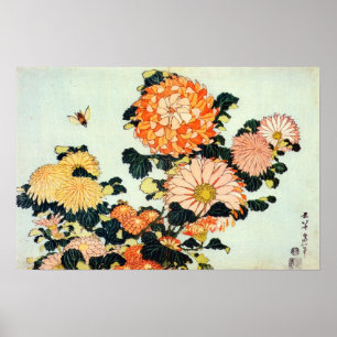 Poster 菊 と 蜂, 北 斎 Chrysanthemum et Bee, Hokusai