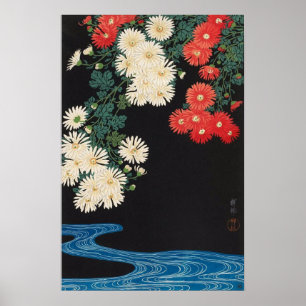 Poster 菊 に 流 水, 古 Chrysanthemums & Stream, Koson, Ukiyo-e